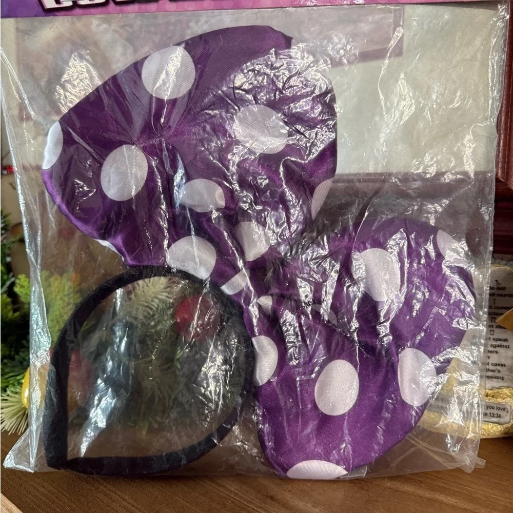 Purple Polka Dot Minnie Mouse Light Up Flashing Bow Headband NWT